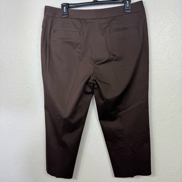 Lafayette 148 New York Manhattan wide leg Brown size 12 Cropped Ankle Pants - Picture 5 of 9